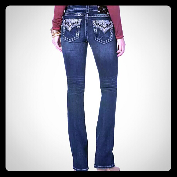 Womens Miss Me Jeans 31/34(sz 10) Paisley flap NWT