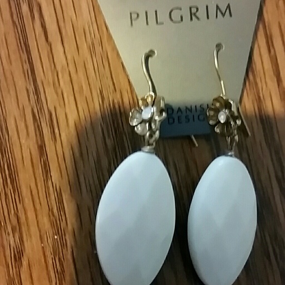 Pilgrim ivory floral dangling earrings. NWT
