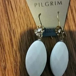 Pilgrim ivory floral dangling earrings. NWT