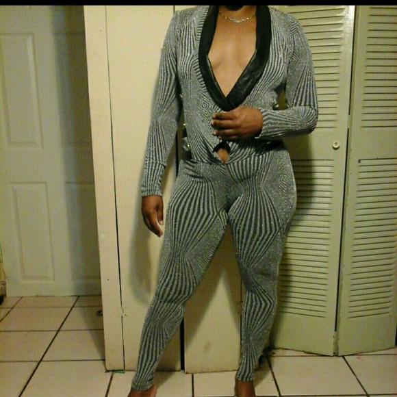 Modeling Glittery Sexy Body Suit
