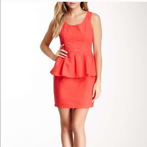 New BB Dakota Peplum dress red/ coral