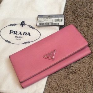 Prada Pink Saffiano Leather Wallet