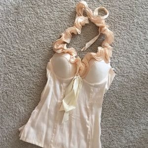 Ruffle peach halter top