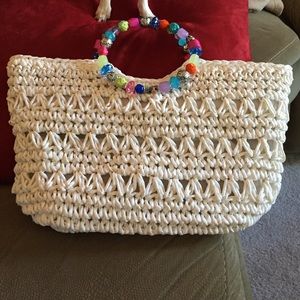 White wicker handbag