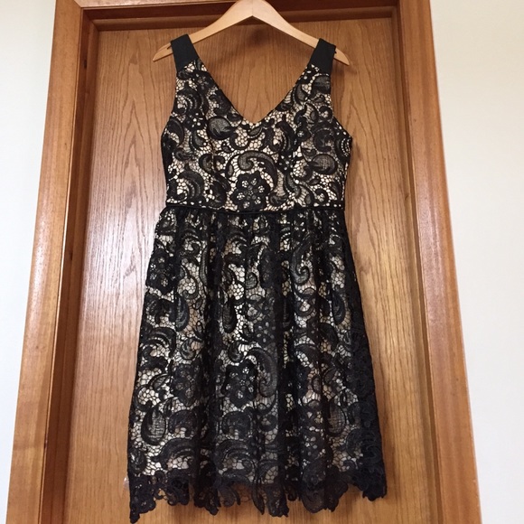 AKIRA Dresses & Skirts - Akira Black Label Black Lace and Nude Dress
