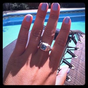 David Yurman Blue Topaz and Gold Ring