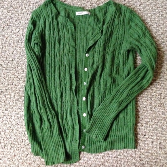 Green cable knit cardigan