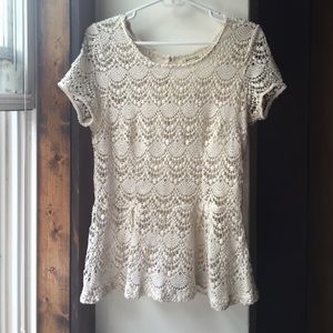 Crocheted peplum style shirt
