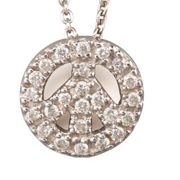 Roberto Coin Pave Diamond Peace Sign Necklace