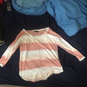 Pink, white,and cream striped American Eagle shirt