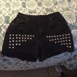 Black jean shorts w/ studs