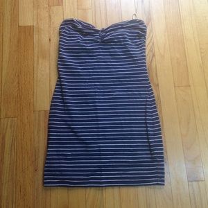 Forever 21 striped bodycon dress navy blue/white