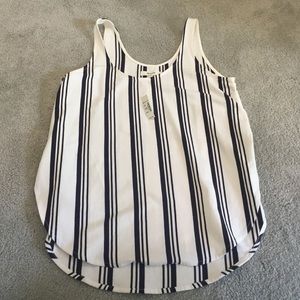 Madewell black striped tank top with side slits