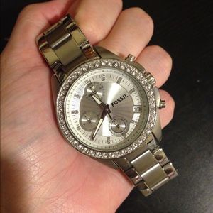 Silver fossil watch