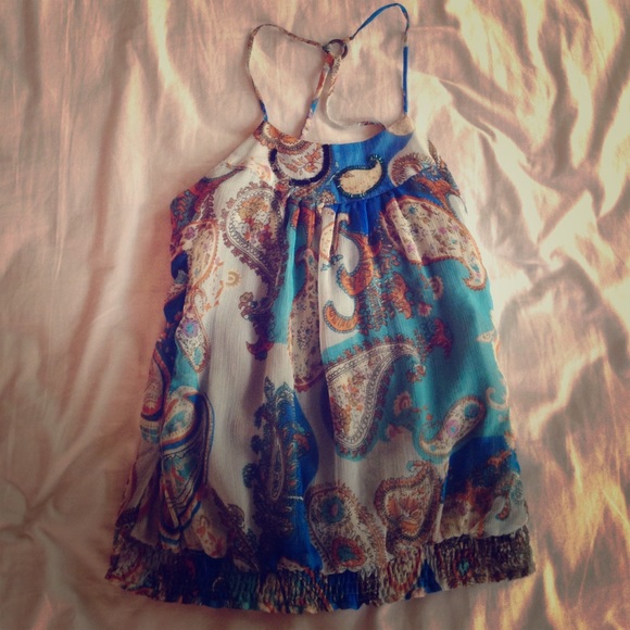 Blue Paisley Sheer Top