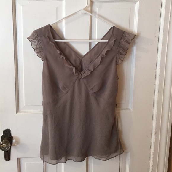Ann Taylor LOFT cute grey sleeveless blouse