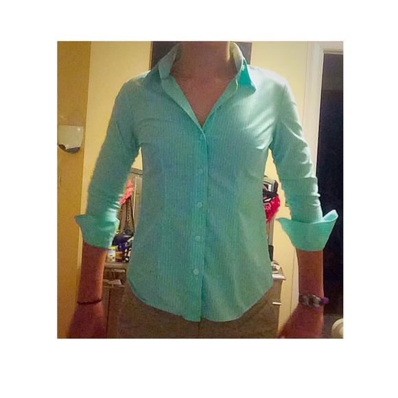 Green W/ White Stripes Collared Shirt