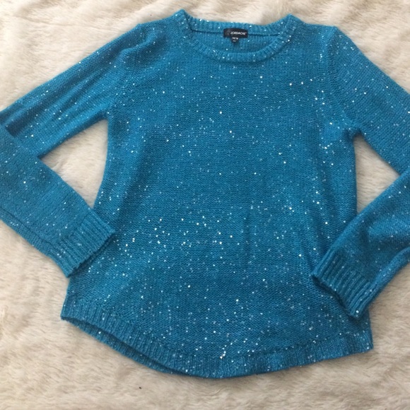 Sequin sparkle turquoise teal sweater