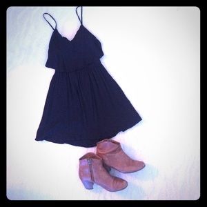 TOPSHOP Cut Out Crinkle Sun Dress in Black