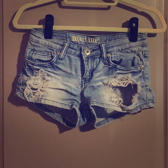 Tobi Light Wash Destroyed Denim Shorts