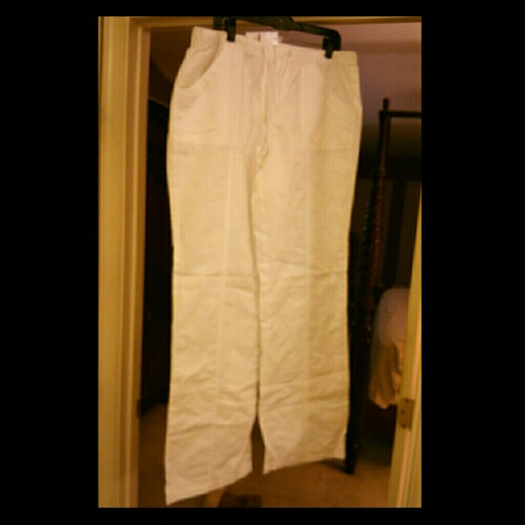 Ladies Tall White Linen Pants sz. XL