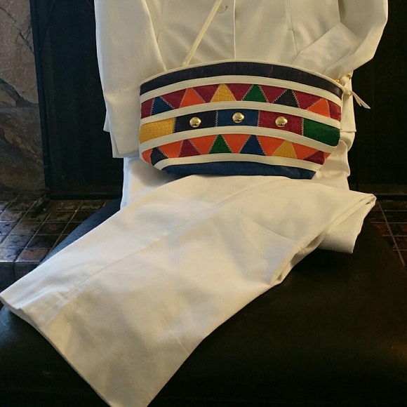 Apostrophe White Pants Suit - Picture 2 of 2