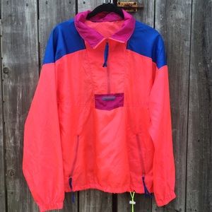 Vintage Columbia Windbreaker pink yellow blue