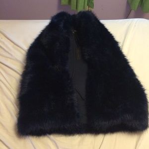 Honey Punch Navy Fur Vest