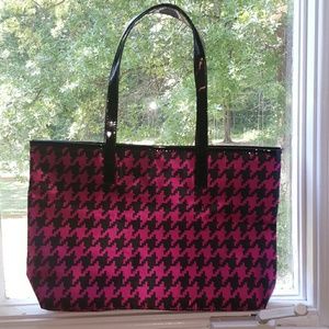 Pink & black checkered tote from Sally beauty
