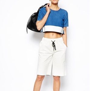 Coated Denim Hem Top (crop top)