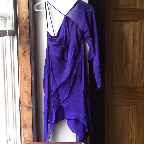 BCBG one shoulder plum dress