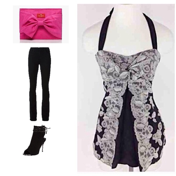 White House Black Market Tops - NWT WHITE HOUSE BLACK MARKET BLACK HALTER TOP