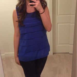 Royal blue tank top with buttons down back