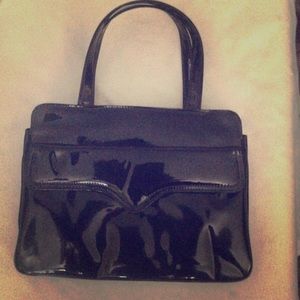 Vintage black patent leather purse handbag