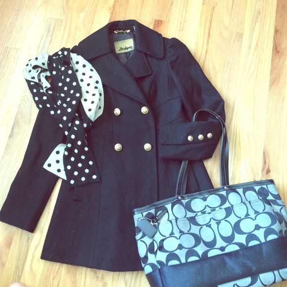 Guess black wool pea coat