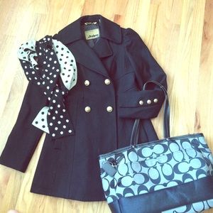 Guess black wool pea coat