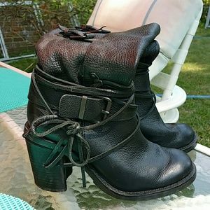 Black leather riding boots. Size 7.5  very unique