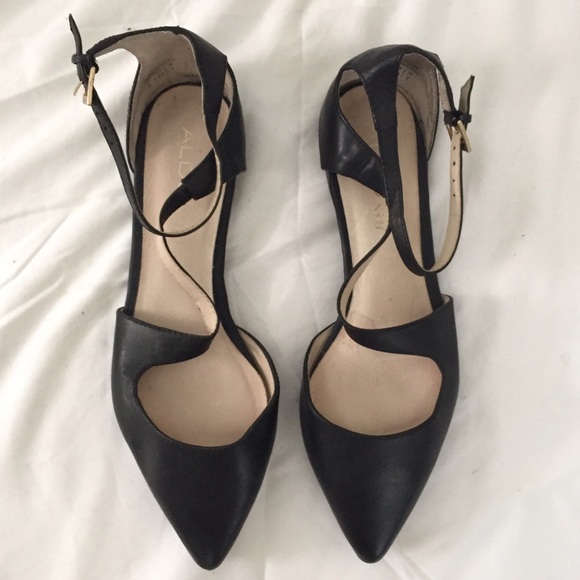 ALDO Shoes - Black Strappy ALDO Pointy Flats