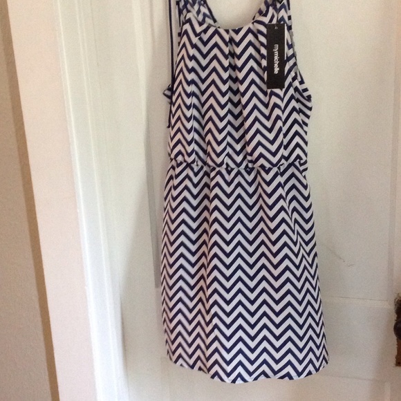 White & Navy Chevron Dress