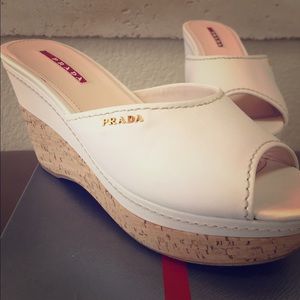 Prada peep toe wedges