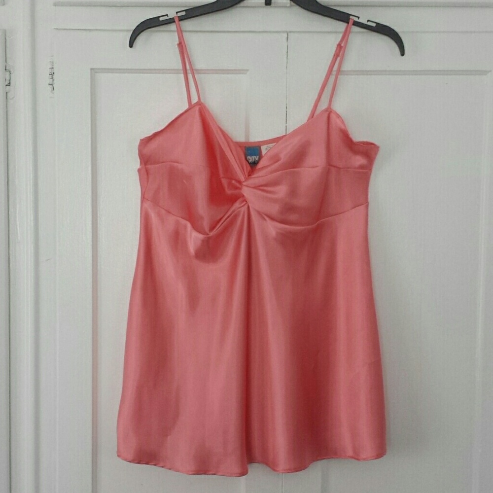 Pink strappy satin top