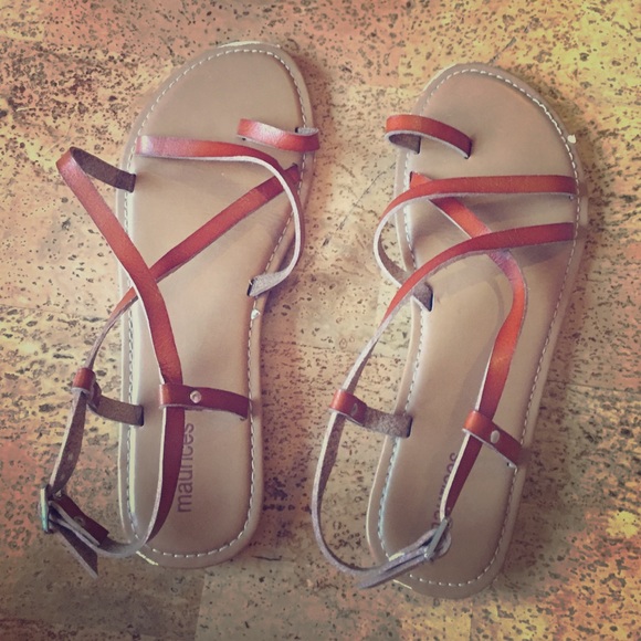Maurice's brown strappy sandals.
