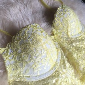 Victoria's Secret yellow silk lace bra