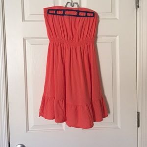Coral strapless dress
