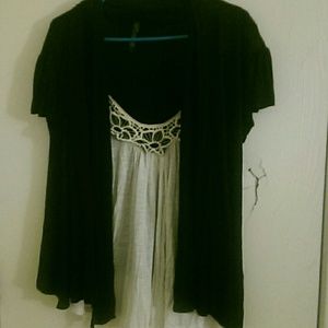 Cute white tank with black cover sewn on