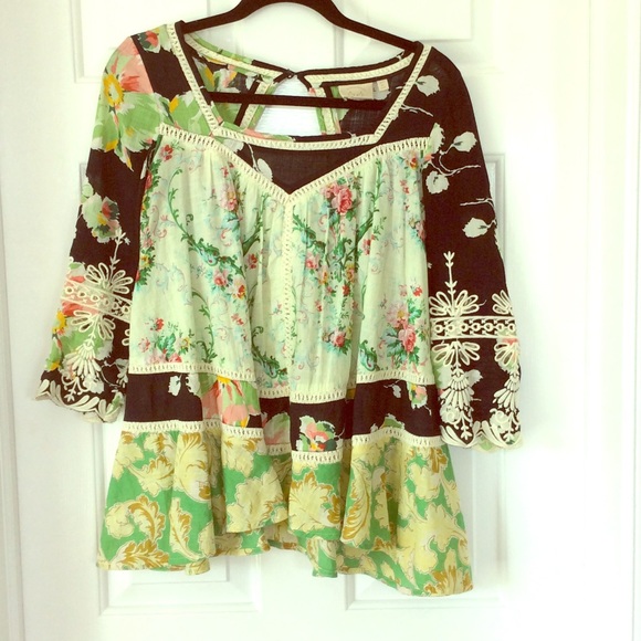 Mixed Floral Peasant Top