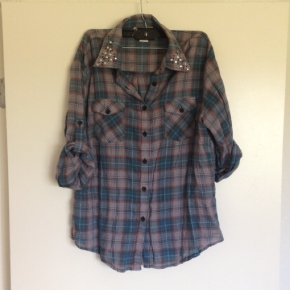 Embellished flannel shirt