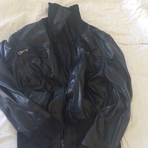 Leather jacket with zippers