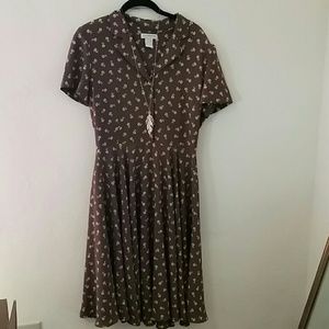 Vintage Brown Floral Print Dress