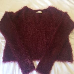 Hollister crop maroon sweater